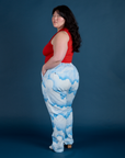 Work Pants in Sunny Cloud Airbrush angled back view on Ashley