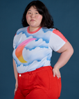 Angled front view of Airbrush Moon Vintage Tee on Ashley
