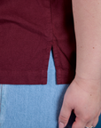 Painted Pantry Button-Up in Red Wine side vent close up