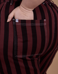 Black Stripe Work Pants - Red Wine