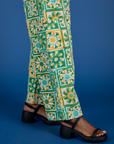 Drop Pocket Cargo Pants in Spring Quilt Print pant leg close up