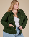 Denim Work Jacket in Evergreen worn by Juliet