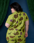 Paintstamped Pantry Button-Up in Big Bug back view on Ashley