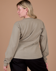 Long Sleeve Burly Tee in Khaki Grey back view on Lish