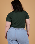 Organic Vintage Tee in Swamp Green back view on Ashley