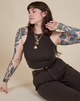 Racerback Tank in Espresso Brown worn by Sydney