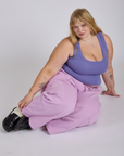 Drop Pocket Cargo Pants in Lilac Purple and faded grape Cropped Tank on Juliet