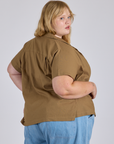 Pantry Button-Up in Desert Brown back view on Juliet