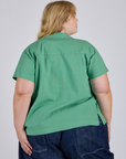 Pantry Button-Up in Seafoam Green back view on Juliet