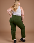 Organic Work Pants in Evergreen back view on Juliet