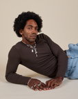 Long Sleeve Baby Tee in Espresso Brown on Jerrod