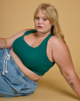 Contrast Stitch Mini Tank in Hunter Green worn by Juliet