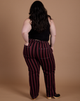 Black Stripe Work Pants - Red Wine
