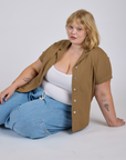 Pantry Button-Up in Desert Brown worn by Juliet