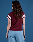 Painted Vintage Tee in Red Wine back view on Alex