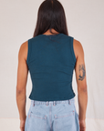 Muscle Tee in Lagoon back view on Anthony