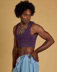 Contrast Stitch Mini Tank in Nebula Purple angled front view on Jerrod