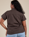 Pantry Button-Up in Espresso Brown back view on Meghna