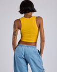 Cropped Tank Top in Sunshine Yellow back view on Kira