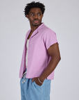 Pantry Button-Up in Lilac Purple side view on Isaac