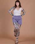 Classic Work Shorts in Faded Grape and Cropped Tank in Vintage Tee White on Sydney