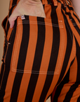 Black Stripe Work Pants - Construction Orange