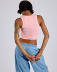 Cropped Tank Top in Baby Pink back view on Kira