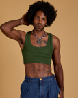 Jerrod is 6’3” and wearing S Mini Tank in Evergreen