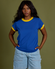 Vintage Ringer Tee in Royal Blue worn by Kandia