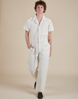 Short Sleeve Jumpsuit in Vintage Tee White on Quinn