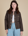 Denim Work Jacket in Espresso Brown on Alex
