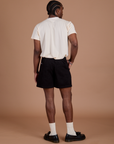 Back view of Classic Work Shorts in Basic Black and Organic Vintage Tee in Vintage Off White