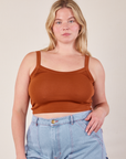 Lish is 5’8” and wearing M Cropped Cami in Burnt Terracotta