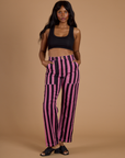 Black Stripe Work Pants - Bubblegum Pink