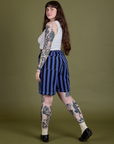 Longline Work Shorts in Cornflower angled back view on Sydney