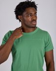 Jr. Varsity Tee in Seafoam Green front close up on isaac