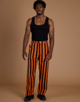 Black Stripe Work Pants - Construction Orange