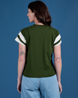Painted Vintage Tee in Evergreen back view on Alex