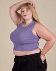 Angled front view of Muscle Tee in Faded Grape on Juliet
