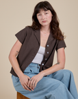 Pantry Button-Up in Espresso Brown on Alex