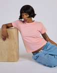 Jr. Varsity Tee in Baby Pink on Kira