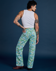 Back view of Winter Floral Print Work Pants and Cropped Tank in Vintage Tee White on Jesse