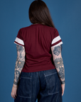 Painted Vintage Tee in Red Wine back view on Sydney
