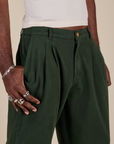 Heavyweight Trousers in Swamp Green front close up on Jerrod
