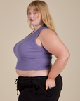 Side view of Muscle Tee in Faded Grape on Juliet