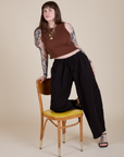Muscle Tee in Fudgesicle Brown and black Drop Pocket Cargo Pants on Sydney