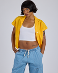 Pantry Button-Up in Sunshine Yellow worn by Kira