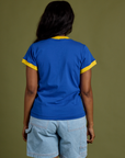Vintage Ringer Tee in Royal Blue back view on Kandia