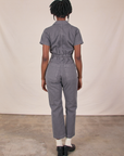 Petite Short Sleeve Jumpsuit - Washed Grey