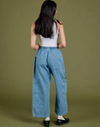 Denim Drop Pocket Pants in Light Wash back view on Anjaline